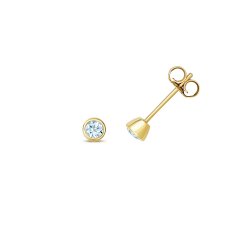 Aquamarine Rubover Studs In 9ct Gold 