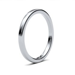 9ct White Gold 2mm Heavy Soft Court Wedding Ring