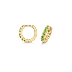 Tsavorite Cut Down Set Huggies  In 9ct Gold 