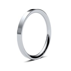 9ct White Gold 2mm Heavy Flat Court Wedding Ring