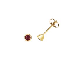Ruby Rubover Studs In 9ct Gold 