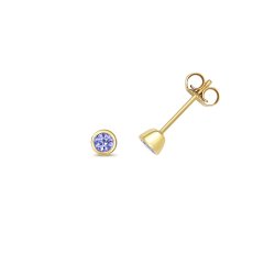 Tanzanite Rubover Studs In 9ct Gold 