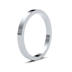 9ct White Gold 2mm Flat Heavy Wedding Ring