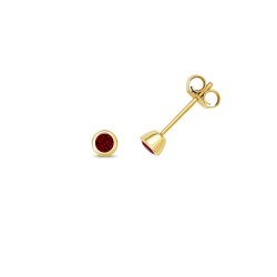 Garnet Rubover Studs In 9ct Gold 