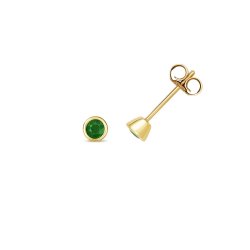 Emerald Rubover Studs In 9ct Gold 