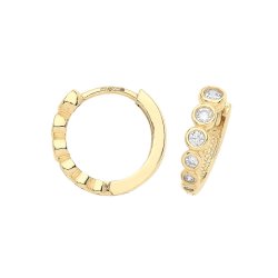 9ct Gold Graduated Cz Hinged Earrings 