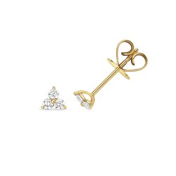 Diamond Three Stone Studs In 18ct Gold 