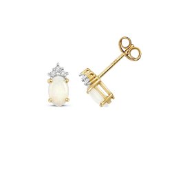 Diamond & Opal Studs In 9ct Gold 
