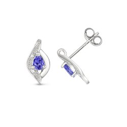 Tanzanite Studs In 9ct White Gold 