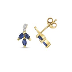 Diamond & Sapphire Studs In 9ct Gold 