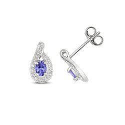 Tanzanite Studs In 9ct White Gold 
