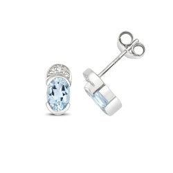 Aquamarine Studs In 9ct White Gold 