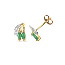 Diamond & Emerald Studs In 9ct Gold 
