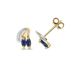 Diamond & Sapphire Studs In 9ct Gold 