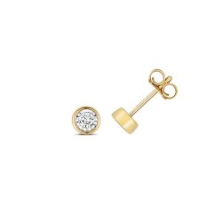 Diamond Illusion Rubover Studs In 9ct Gold 