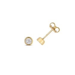 Diamond Illusion Rubover Studs In 9ct Gold 