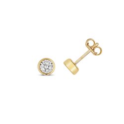 Diamond Illusion Rubover Studs In 9ct Gold 