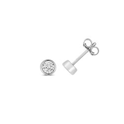 Diamond Illusion Rubover Studs In 9ct White Gold 