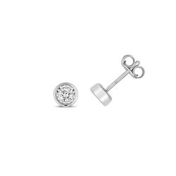 Diamond Illusion Rubover Studs In 9ct White Gold 