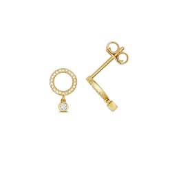 Diamond Circle With Drop Studs In 9ct Gold 