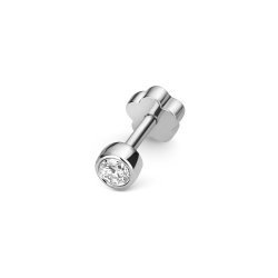 Diamond Cartilage Rubover Stud In 9ct White Gold 