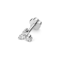 Diamond Cartilage 3 Stone Stud In 9ct White Gold 