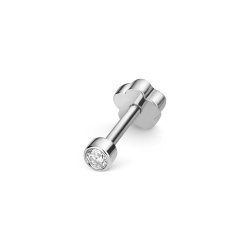 Diamond Cartilage Rubover Stud In 9ct White Gold 