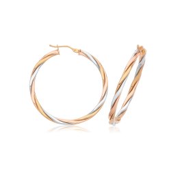 9ct 3 Colour Hoop Earrings ER1222-