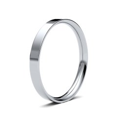 9ct White Gold 2.5mm Light Flat Court Wedding Ring