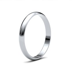 9ct White Gold 2.5mm D Shape Light Wedding Ring