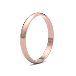 9ct Rose Gold 2.5mm D Shape Light Wedding Ring
