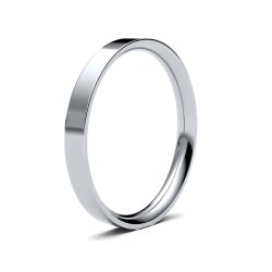 9ct White Gold 2.5mm Medium Flat Court Wedding Ring