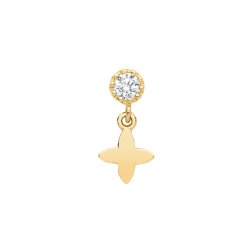 9ct Gold Cz Bezel And Dangle Star Cartilage Stud 