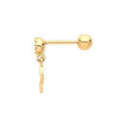 9ct Gold Cz Bezel And Dangle Star Cartilage Stud 