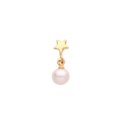 9ct Gold Star And Dangle Pink Pearl Cartilage Stud 