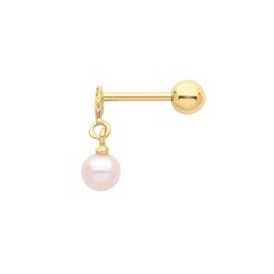 9ct Gold Star And Dangle Pink Pearl Cartilage Stud 