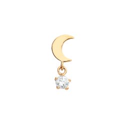 9ct Gold Moon And Dangle Cz Cartilage Stud 
