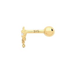 9ct Gold Cz Set Dragonfly Cartilage Stud 