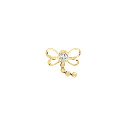 9ct Gold Cz Set Dragonfly Cartilage Stud 