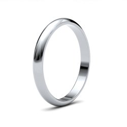 9ct White Gold 2.5mm D Shape Medium Wedding Ring