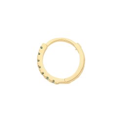 9ct Gold Emerald Green Cz Single Cartilage Huggies 