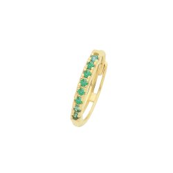 9ct Gold Emerald Green Cz Single Cartilage Huggies 