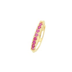 9ct Gold Ruby Red Cz Single Cartilage Huggies 