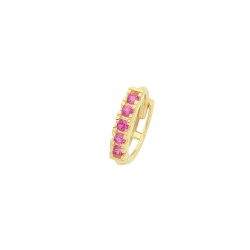 9ct Gold Ruby Red Cz Single Cartilage Huggies 