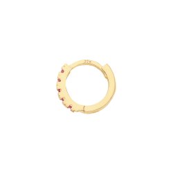 9ct Gold Ruby Red Cz Single Cartilage Huggies 