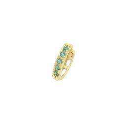 9ct Gold Emerald Green Cz Single Cartilage Huggies 