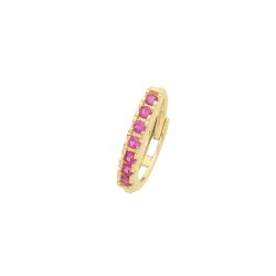 9ct Gold Ruby Red Cz Single Cartilage Huggies 