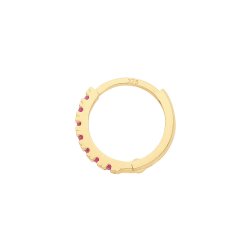 9ct Gold Ruby Red Cz Single Cartilage Huggies 