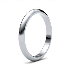 9ct White Gold 2.5mm D Shape Heavy Wedding Ring