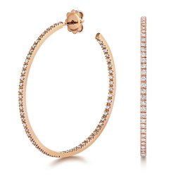 Diamond Hoops In 18ct Rose Gold 